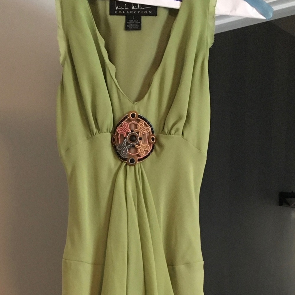 Nicole Miller Green Silk Dress  SZ   0